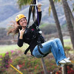 girl having fun at the zipline